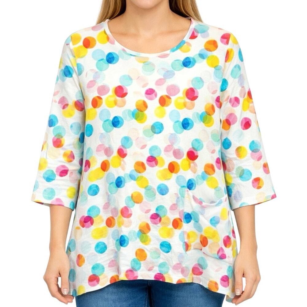 NEW NWOT Shana Sz Small Wearable Art to Wear Rainbow Colorful Blouse Shirt Top